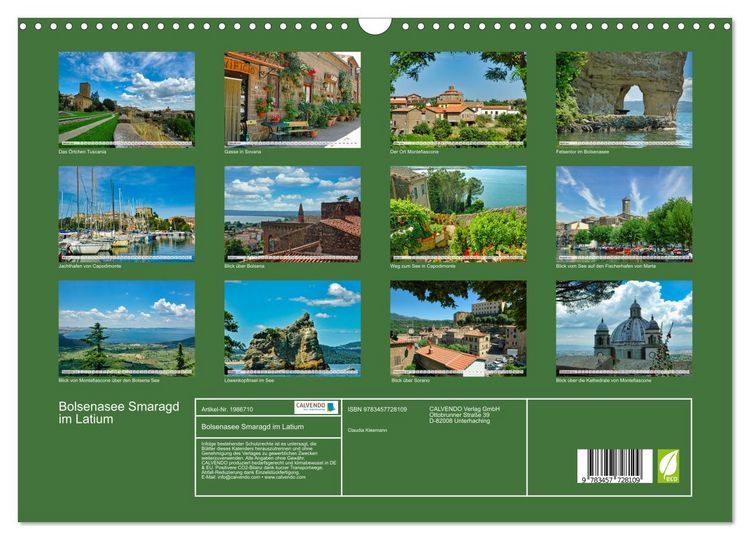 Produktbild: Bolsenasee Smaragd im Latium (Wandkalender 2026 DIN A3 quer), CALVENDO Monatskalender