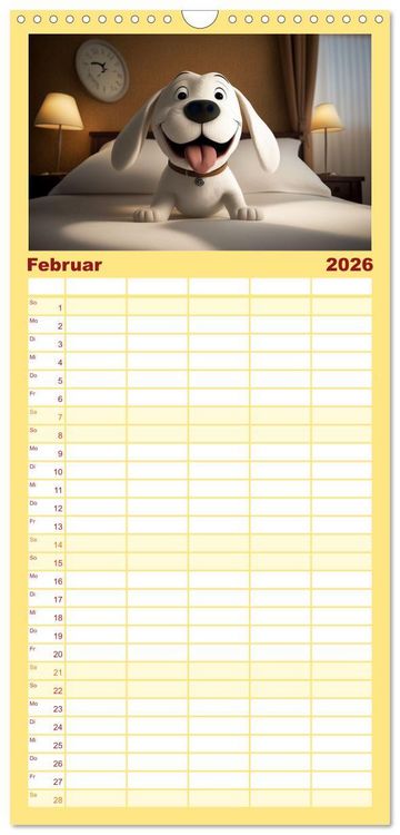 Produktbild: Familienplaner 2026 - Comic Hunde mit 5 Spalten (Wandkalender, 21 x 45 cm) CALVENDO