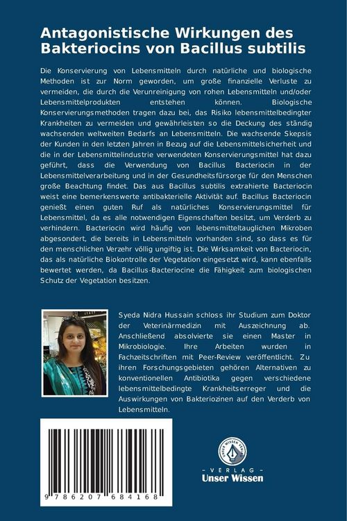 Produktbild: Antagonistische Wirkungen des Bakteriocins von Bacillus subtilis