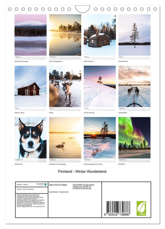 Produktbild: Finnland - Winter Wunderland (Wandkalender 2026 DIN A4 hoch), CALVENDO Monatskalender