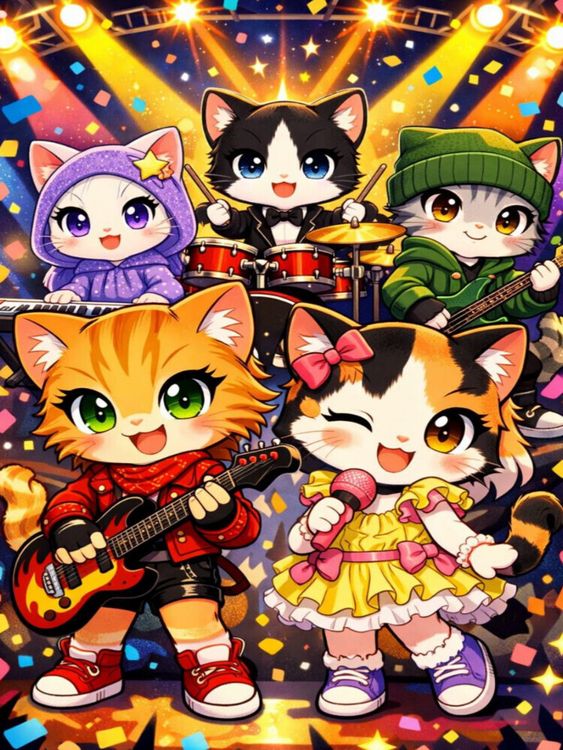 Produktbild: CALVENDO Puzzle Mia und die Miezband | 1000 Teile Lege-Gr&ouml;&szlig;e 64x48cm Foto-Puzzle f&uuml;r gl&uuml;ckliche Stunden