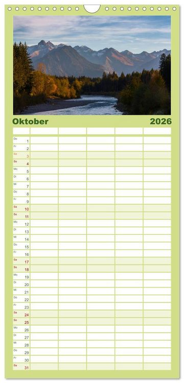 Produktbild: Familienplaner 2026 - Im Allg&auml;u bei Oberstdorf mit 5 Spalten (Wandkalender, 21 x 45 cm) CALVENDO