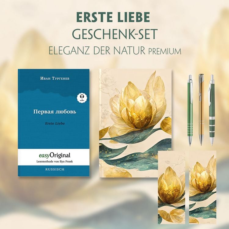 Produktbild: Erste Liebe Geschenkset (Softcover mit Audio-Online) + Eleganz der Natur Schreibset Premium