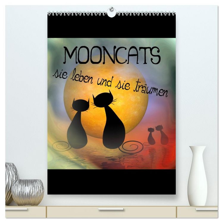 Produktbild: Mooncats - sie leben und sie tr&auml;umen (hochwertiger Premium Wandkalender 2026 DIN A2 hoch), Kunstdruck in Hochglanz