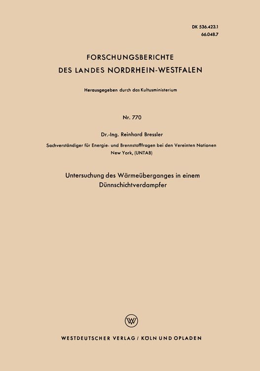 Produktbild: Untersuchung des W&auml;rme&uuml;berganges in einem D&uuml;nnschichtverdampfer