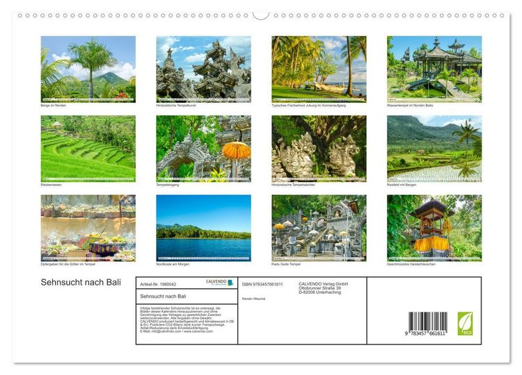 Produktbild: Sehnsucht nach Bali (hochwertiger Premium Wandkalender 2026 DIN A2 quer), Kunstdruck in Hochglanz