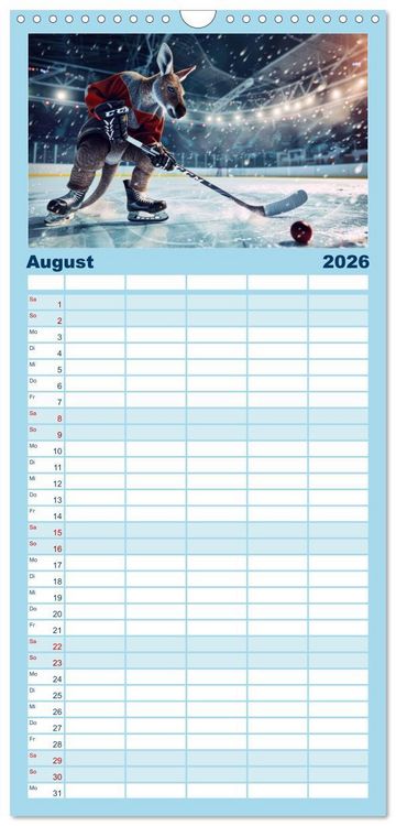 Produktbild: Familienplaner 2026 - Der tierisch lustige Eishockey Kalender mit 5 Spalten (Wandkalender, 21 x 45 cm) CALVENDO