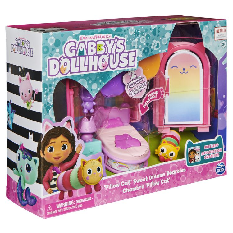 Produktbild: Gabby&lsquo;s Dollhouse Deluxe Raum, Sweet Dreams, Schlafzimmer mit Kuschelkatze (engl. Pillow Cat), M&ouml;belst&uuml;cken und thematischem Zubeh&ouml;r