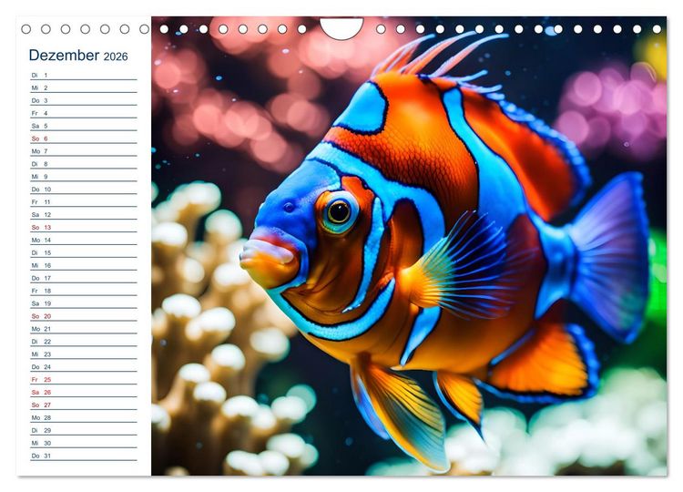Produktbild: Aquarienzauber - Bunte KI Unterwasserwelten (Wandkalender 2026 DIN A4 quer), CALVENDO Monatskalender
