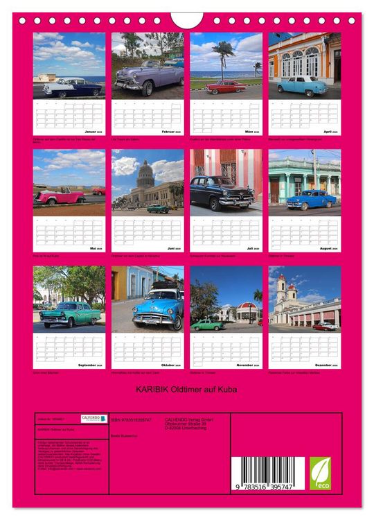 Produktbild: KARIBIK Oldtimer auf Kuba (Wandkalender 2026 DIN A4 hoch), CALVENDO Monatskalender