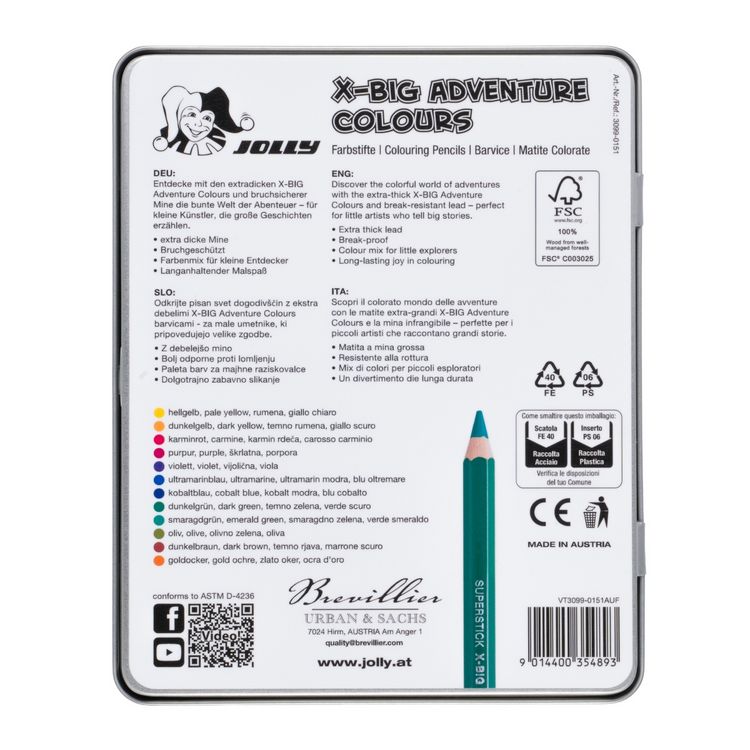 Produktbild: JOLLY Buntstifte X-BIG Adventure Colours 12er Metall Etui