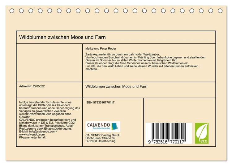 Produktbild: Wildblumen zwischen Moos und Farn (Tischkalender 2027 DIN A5 quer), CALVENDO Monatskalender