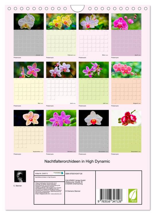 Produktbild: Nachtfalterorchideen in High Dynamic (Wandkalender 2026 DIN A4 hoch), CALVENDO Monatskalender