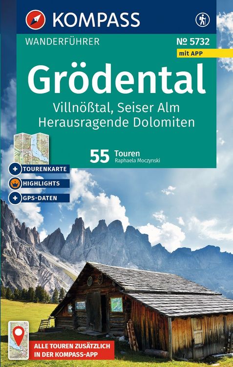 Produktbild: KOMPASS Wanderf&uuml;hrer Gr&ouml;dental, Villn&ouml;&szlig;tal, Seiser Alm, Herausragende Dolomiten, 55 Touren mit Extra-Tourenkarte