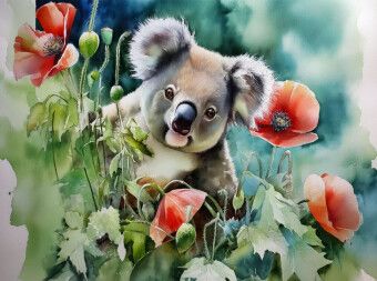 Produktbild: CALVENDO Puzzle Koala mit Klatschmohn | 2000 Teile Lege-Gr&ouml;&szlig;e 90x67cm Foto-Puzzle f&uuml;r gl&uuml;ckliche Stunden