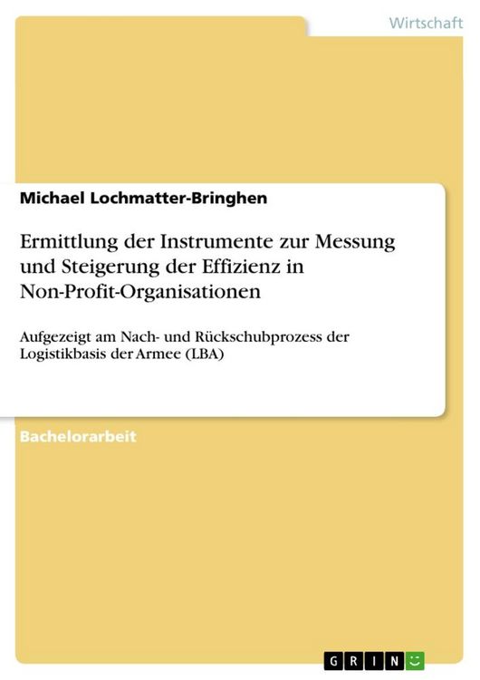 Produktbild: Ermittlung der Instrumente zur Messung und Steigerung der Effizienz in Non-Profit-Organisationen