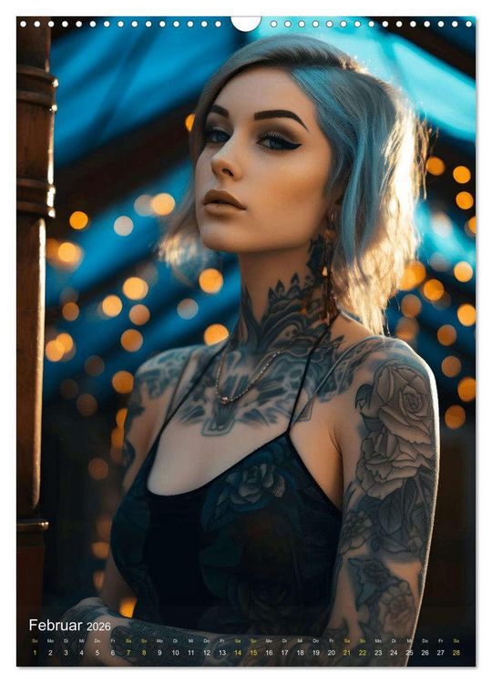 Produktbild: Tattoo Sch&ouml;nheiten - zw&ouml;lf Monate, zw&ouml;lf Frauen und jede Menge Tattoos (Wandkalender 2026 DIN A3 hoch), CALVENDO Monatskalender