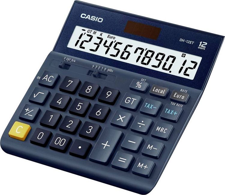 Produktbild: Casio DH-12ET Tischrechner Dunkelblau Display (Stellen): 12 solarbetrieben (L x B) 101 mm x 159 mm