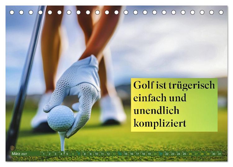 Produktbild: Golf - zwischen Gr&uuml;n und Gedanken (Tischkalender 2027 DIN A5 quer), CALVENDO Monatskalender