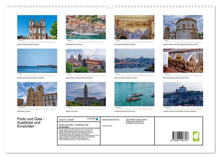 Produktbild: Porto und Gaia - Ausblicke und Einsichten (hochwertiger Premium Wandkalender 2026 DIN A2 quer), Kunstdruck in Hochglanz