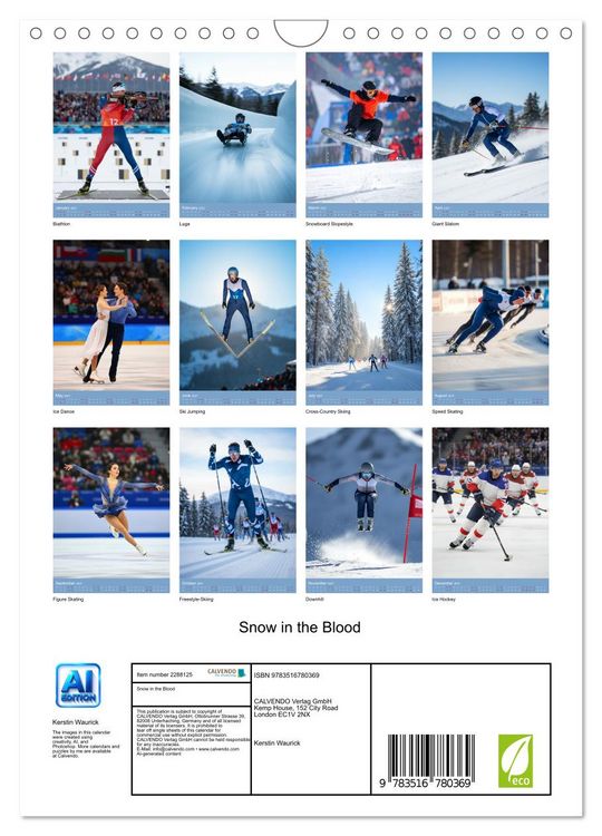 Produktbild: Snow in the Blood (Wall Calendar 2027 DIN A4 portrait), CALVENDO 12 Month Wall Calendar