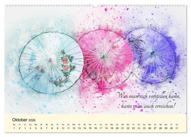 Produktbild: Aquarelle und Lebensweisheiten (Wandkalender 2026 DIN A2 quer), CALVENDO Monatskalender