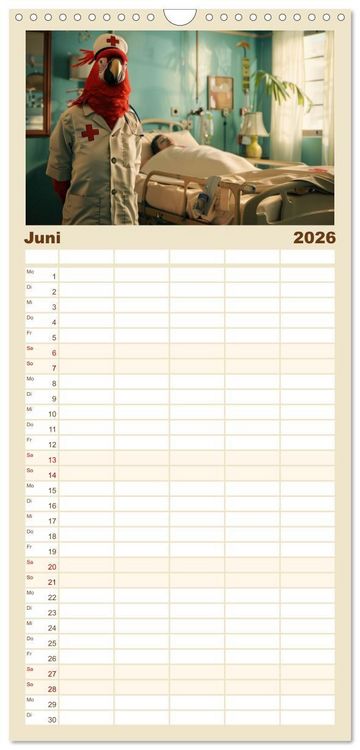 Produktbild: Familienplaner 2026 - Tierisch lustige Krankenpfleger mit 5 Spalten (Wandkalender, 21 x 45 cm) CALVENDO