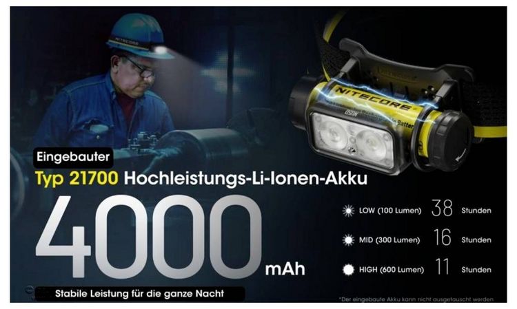 Produktbild: NiteCore NU50 LED Stirnlampe akkubetrieben 1400 lm NC-NU50