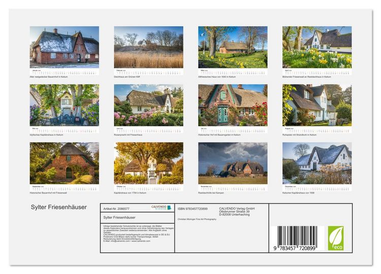Produktbild: Sylter Friesenh&auml;user (Wandkalender 2026 DIN A4 quer), CALVENDO Monatskalender