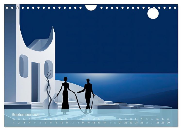 Produktbild: Santorini, Griechenland -Romatische Abendstimmung- (Wandkalender 2026 DIN A4 quer), CALVENDO Monatskalender