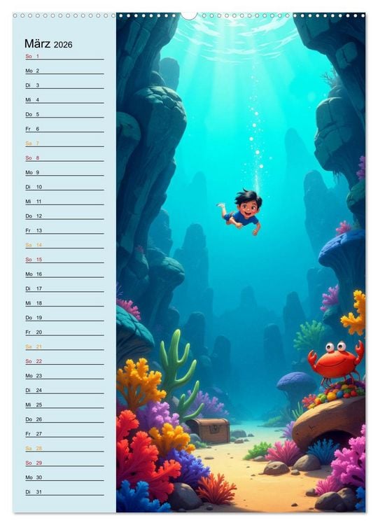 Produktbild: Traumreise ins Abenteuerland - Planer f&uuml;r Kinder (hochwertiger Premium Wandkalender 2026 DIN A2 hoch), Kunstdruck in Hochglanz