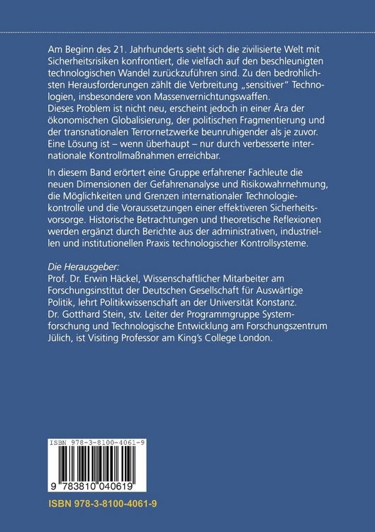 Produktbild: Internationale Kontrolle sensitiver Technologien