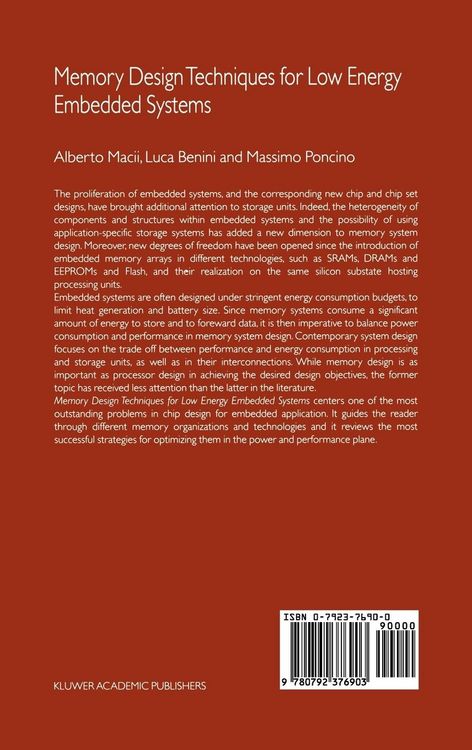 Produktbild: Memory Design Techniques for Low Energy Embedded Systems