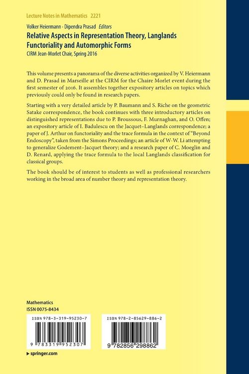Produktbild: Relative Aspects in Representation Theory, Langlands Functoriality and Automorphic Forms
