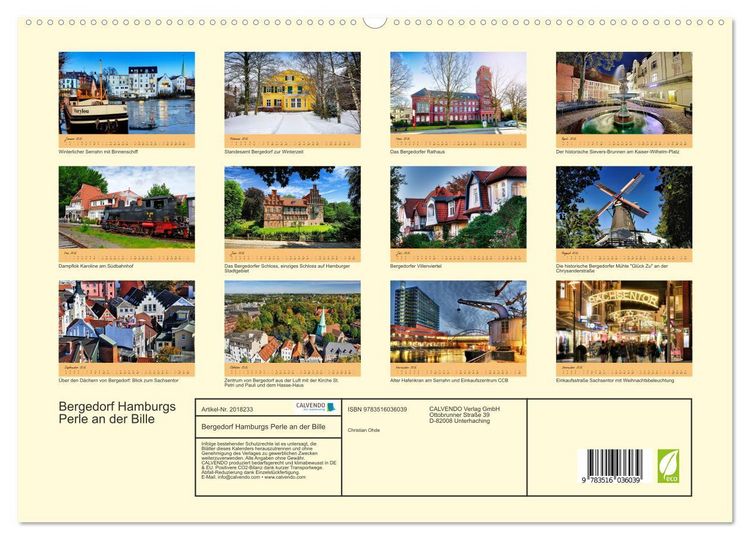 Produktbild: Bergedorf Hamburgs Perle an der Bille (hochwertiger Premium Wandkalender 2026 DIN A2 quer), Kunstdruck in Hochglanz