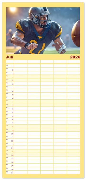 Produktbild: Familienplaner 2026 - American Football - im Team zum Sieg mit 5 Spalten (Wandkalender, 21 x 45 cm) CALVENDO