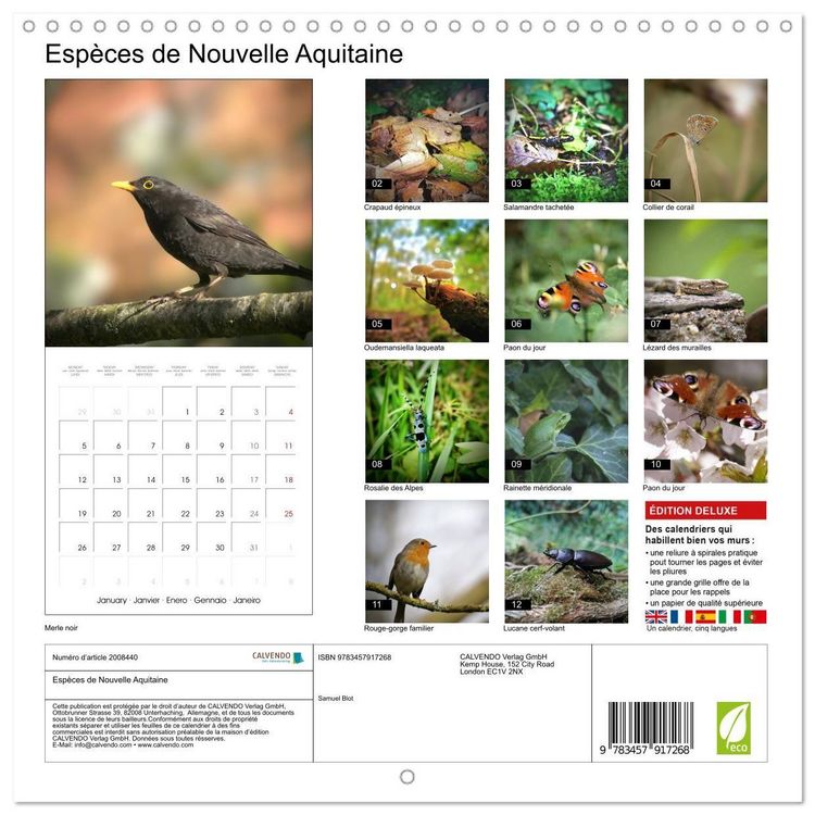 Produktbild: Blt, S: Esp&egrave;ces de Nouvelle Aquitaine (Calendrier mural carr