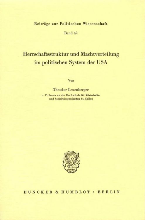 Produktbild: Herrschaftsstruktur und Machtverteilung im politischen System der USA.