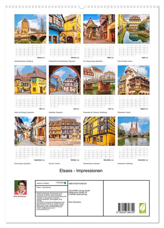 Produktbild: Elsass - Impressionen (hochwertiger Premium Wandkalender 2026 DIN A2 hoch), Kunstdruck in Hochglanz