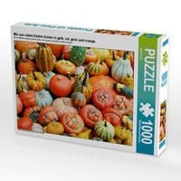 Produktbild: CALVENDO Puzzle Mix aus vielen K&uuml;rbis Sorten in gelb, rot, gr&uuml;n und orange. 1000 Teile Lege-Gr&ouml;&szlig;e 64 x 48 cm Foto-Puzzle Bild von Anja Frost