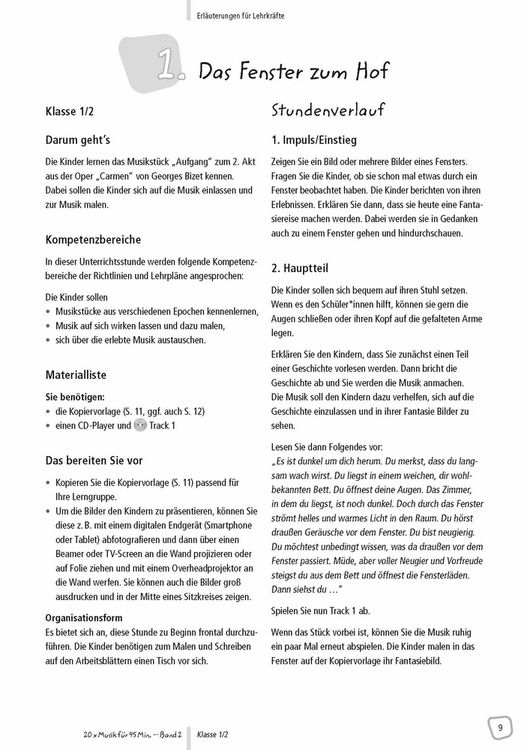 Produktbild: 20 x Musik f&uuml;r 45 Minuten - Klasse 1/2 - Band 2