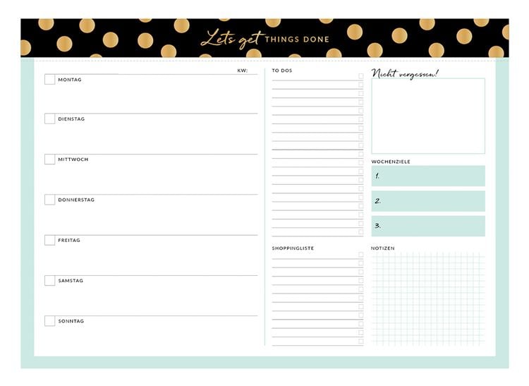 Produktbild: To-Do-Wochenplaner A3 Schreibkram Manufaktur Lets get things done