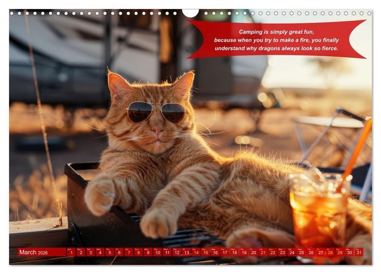 Produktbild: Funny charming animals as campers (Wall Calendar 2026 DIN A3 landscape), CALVENDO 12 Month Wall Calendar