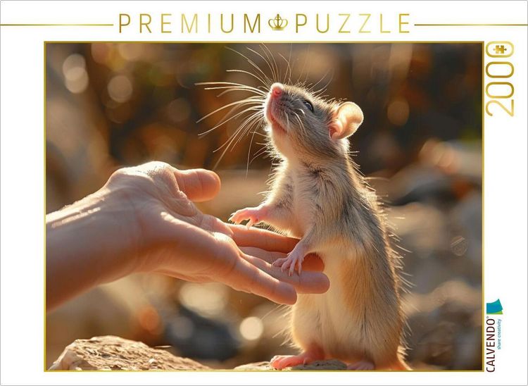 Produktbild: CALVENDO Puzzle Der Lift nach oben - Ratte steigt auf die Hand ihres Menschen | 2000 Teile Lege-Gr&ouml;&szlig;e 90x67cm Foto-Puzzle f&uuml;r gl&uuml;ckliche Stunden