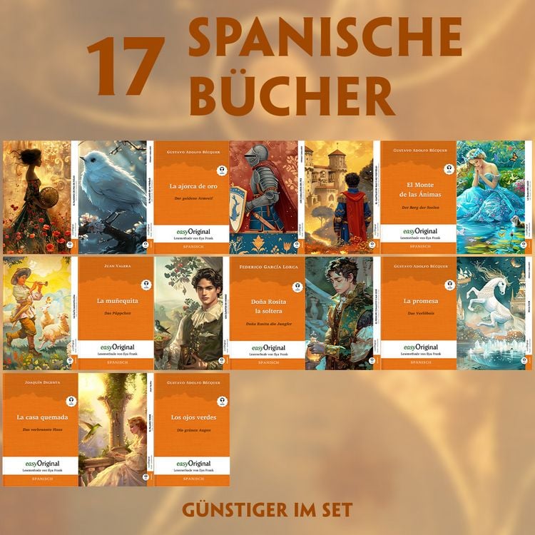 Produktbild: 17 spanische B&uuml;cher (17 B&uuml;cher + Audio-Online) - Frank-Lesemethode - Kommentierte zweisprachige Ausgabe Spanisch-Deutsch