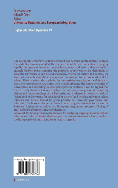 Produktbild: University Dynamics and European Integration