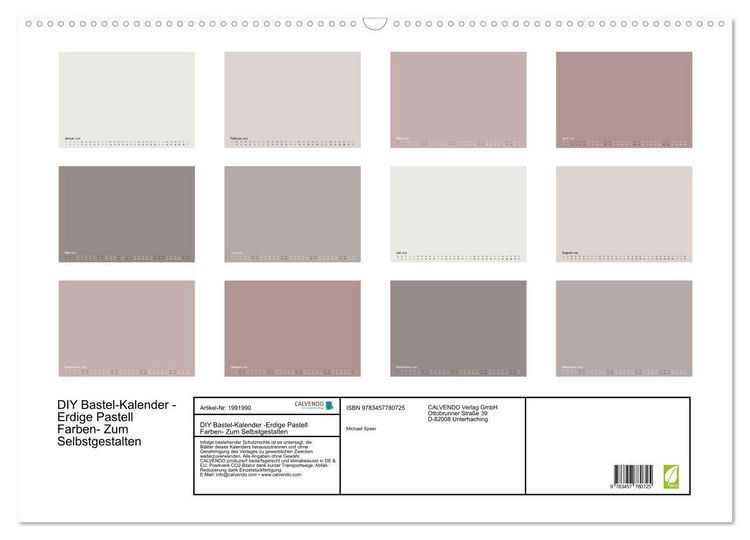 Produktbild: DIY Bastel-Kalender -Erdige Pastell Farben- Zum Selbstgestalten (Wandkalender 2026 DIN A2 quer), CALVENDO Monatskalender