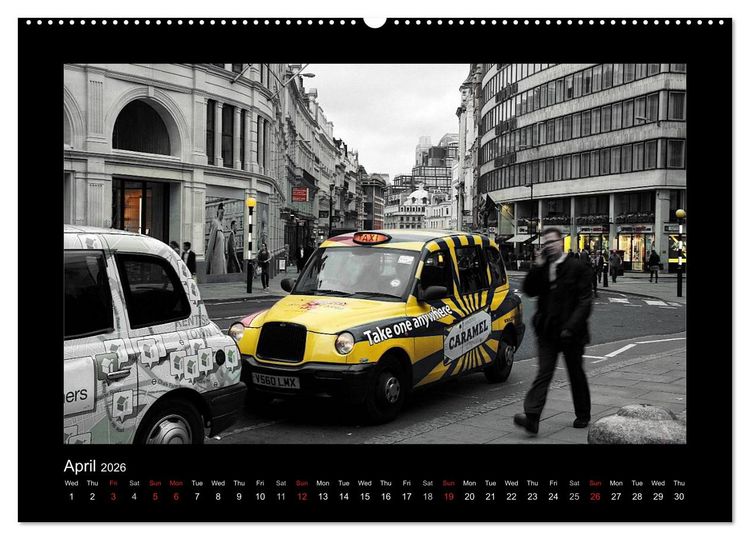 Produktbild: Taxis in London / UK-Version (High Quality Premium Wall Calendar 2026 DIN A2 landscape),CALVENDO 12 Month Wall Calendar