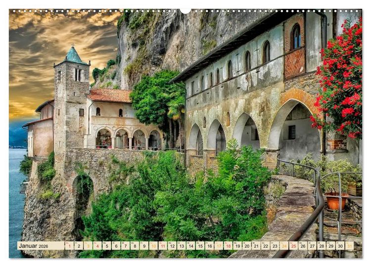 Produktbild: Europ&auml;ische Kl&ouml;ster - unverg&auml;ngliche Sch&ouml;nheiten (hochwertiger Premium Wandkalender 2026 DIN A2 quer), Kunstdruck in Hochglanz