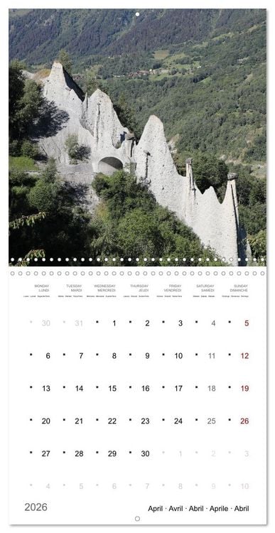 Produktbild: Les merveilles du Valais (Calendrier mural carr&eacute; 2026 30x30 cm) Calendrier double avec une page pour vos prises de notes